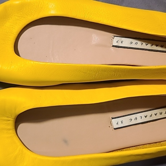 ZARA trafaluc Yellow Leather Ballet flats EUR 37 / US 6.5 Ballerina - Picture 7 of 12
